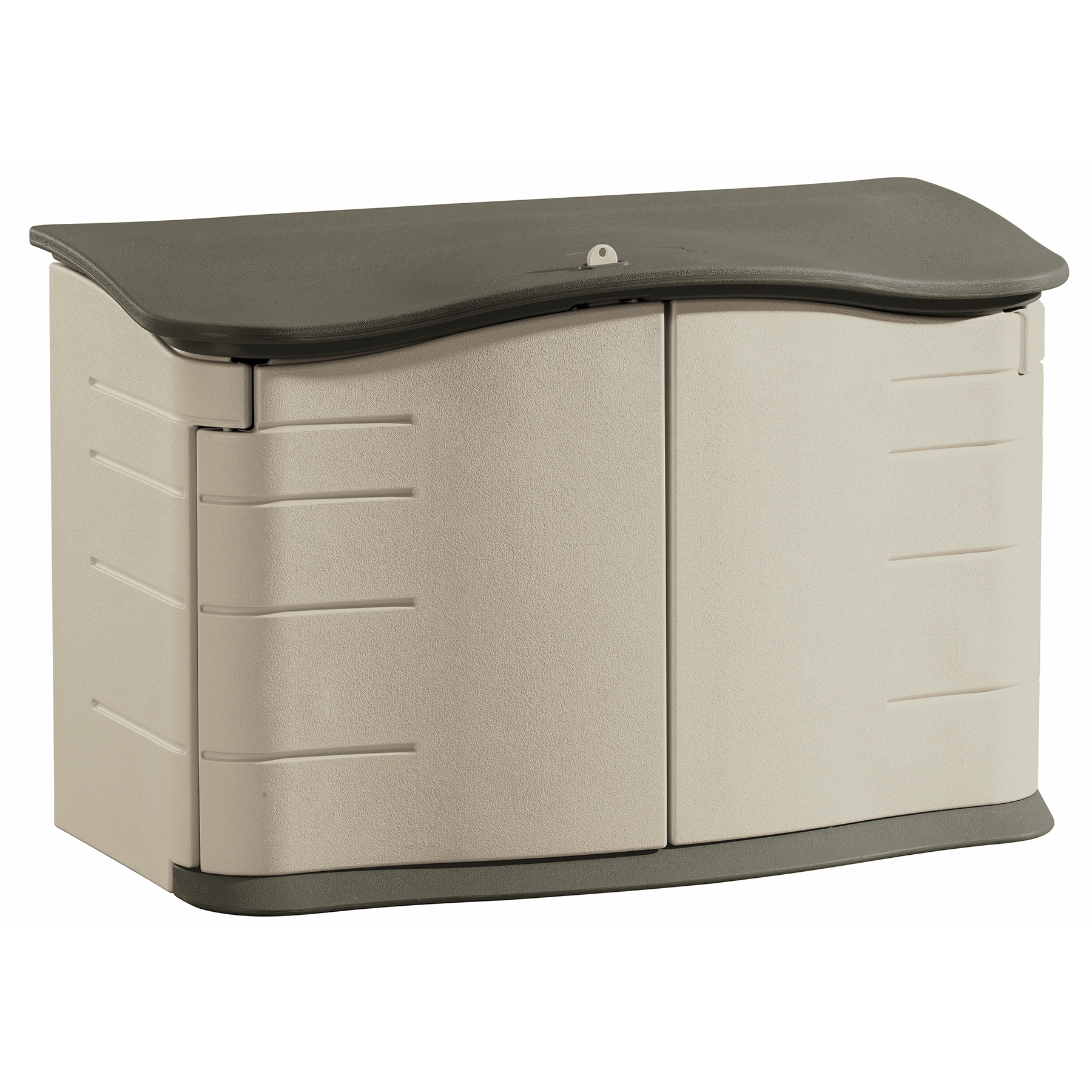 Rubbermaid Horizontal Storage Shed, Olive & Sandstone 58.5"L x 35.8"W x 11.8"H  49.7lbs - image 1 of 3