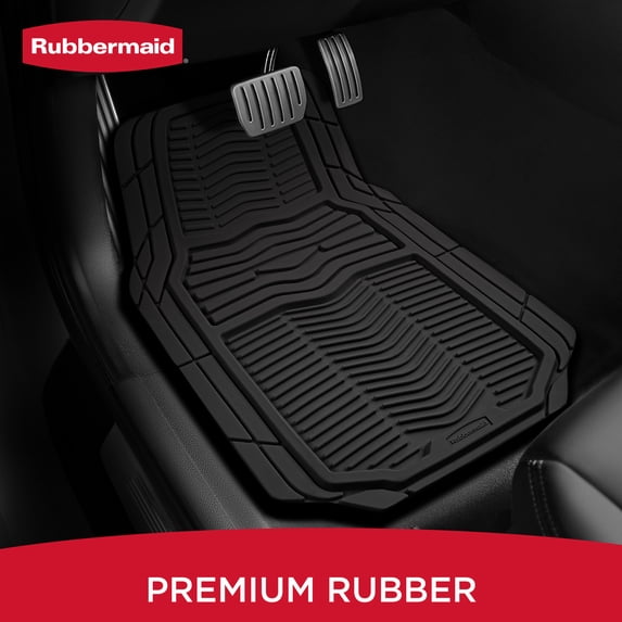 Rubbermaid Car Floor Mats,Heavy Rubber Car Mats Set, Non-Slip, Easy to Clean, Universal Fit for Cars, Trucks & SUVs, Black
