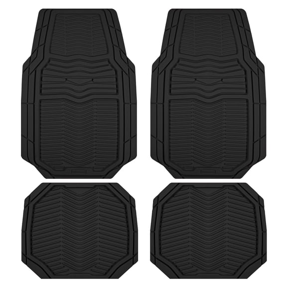 Rubbermaid Car Floor Mats Heavy Duty Rubber, Non-Slip, Waterproof, All Weather, Easy to Clean, Universal Fit for Cars, Trucks & SUVs, Black