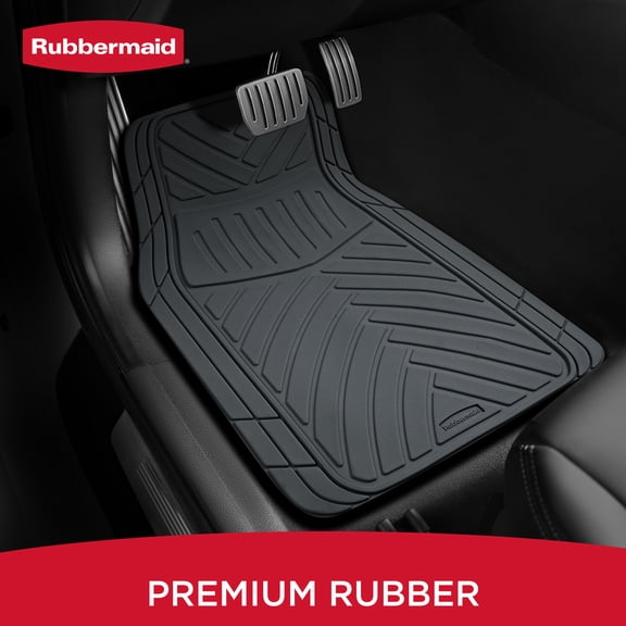 Rubbermaid Car Floor Mats Set, Lightweight Floor Mats,All-Weather Rubber Car Mats, Non-Slip, Easy to Clean, Universal Fit for Cars, Trucks & SUVs, Gray