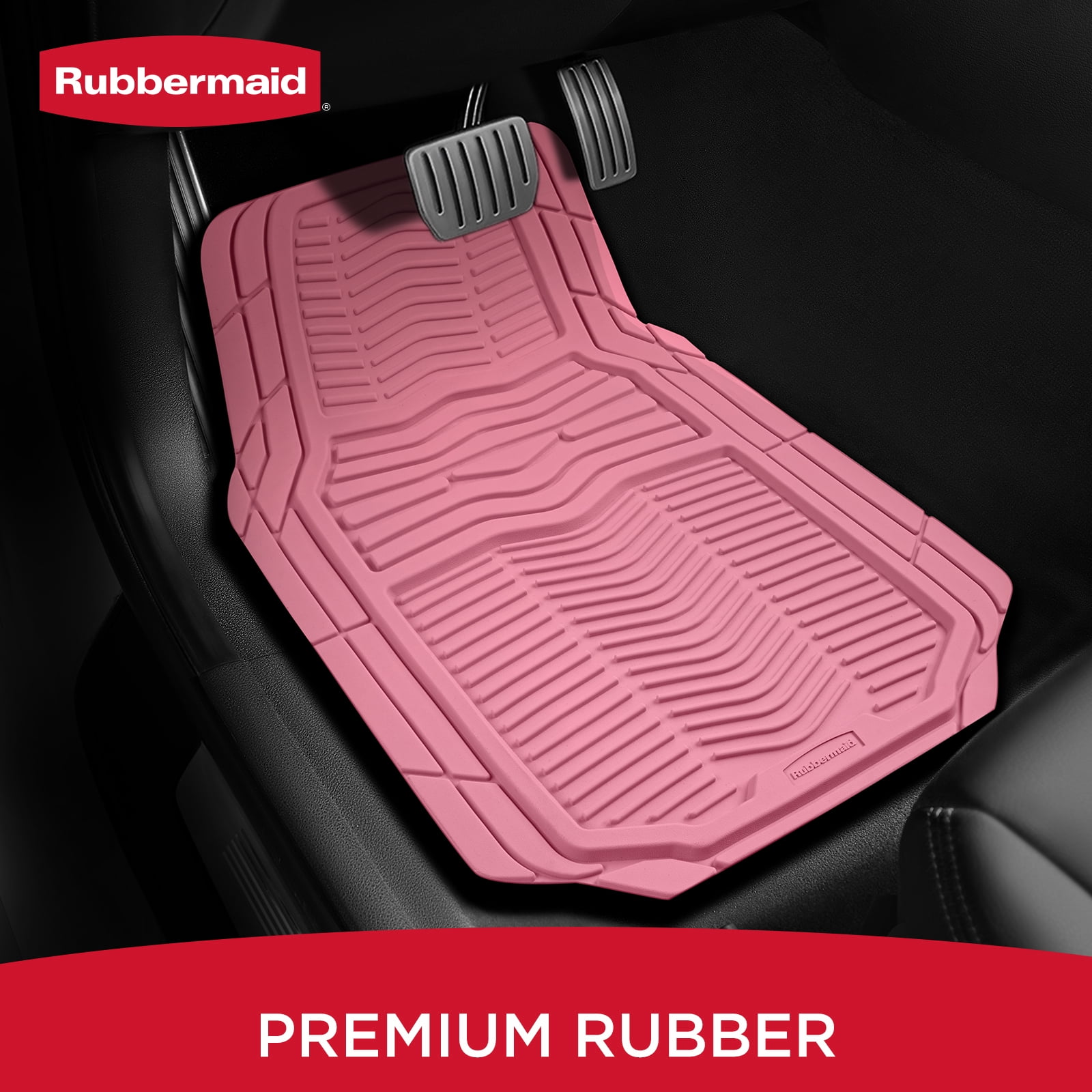 Rubbermaid Car Floor Mats,Heavy Rubber Car  Mats Set, Non-Slip,  Easy to Clean, Universal Fit for Cars, Trucks & SUVs,  Pink