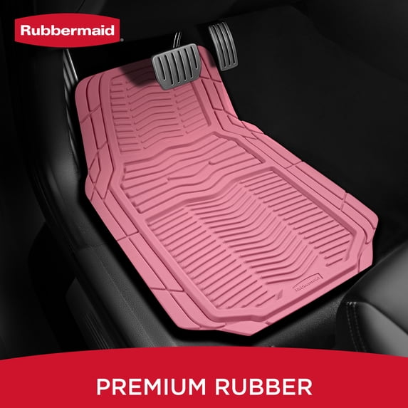 Rubbermaid Car Floor Mats,Heavy Rubber Car Mats Set, Non-Slip, Easy to Clean, Universal Fit for Cars, Trucks & SUVs, Pink