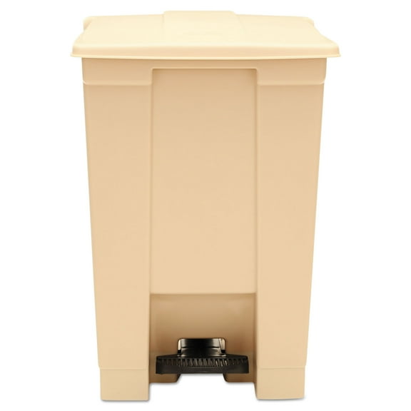 Rubbermaid Indoor Utility Step-on Waste Container, Square, Plastic, 12 Gal, Beige