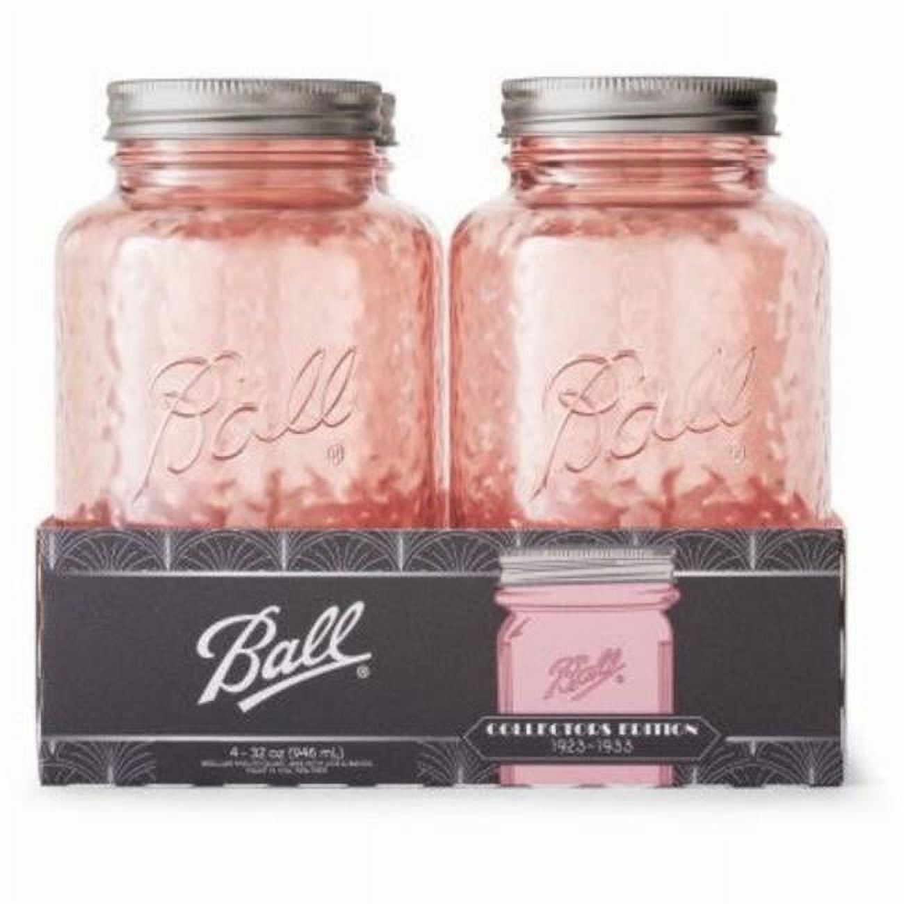 Vintage Rose Pink 32oz Glass Canning Jar Set, Dishwasher Safe
