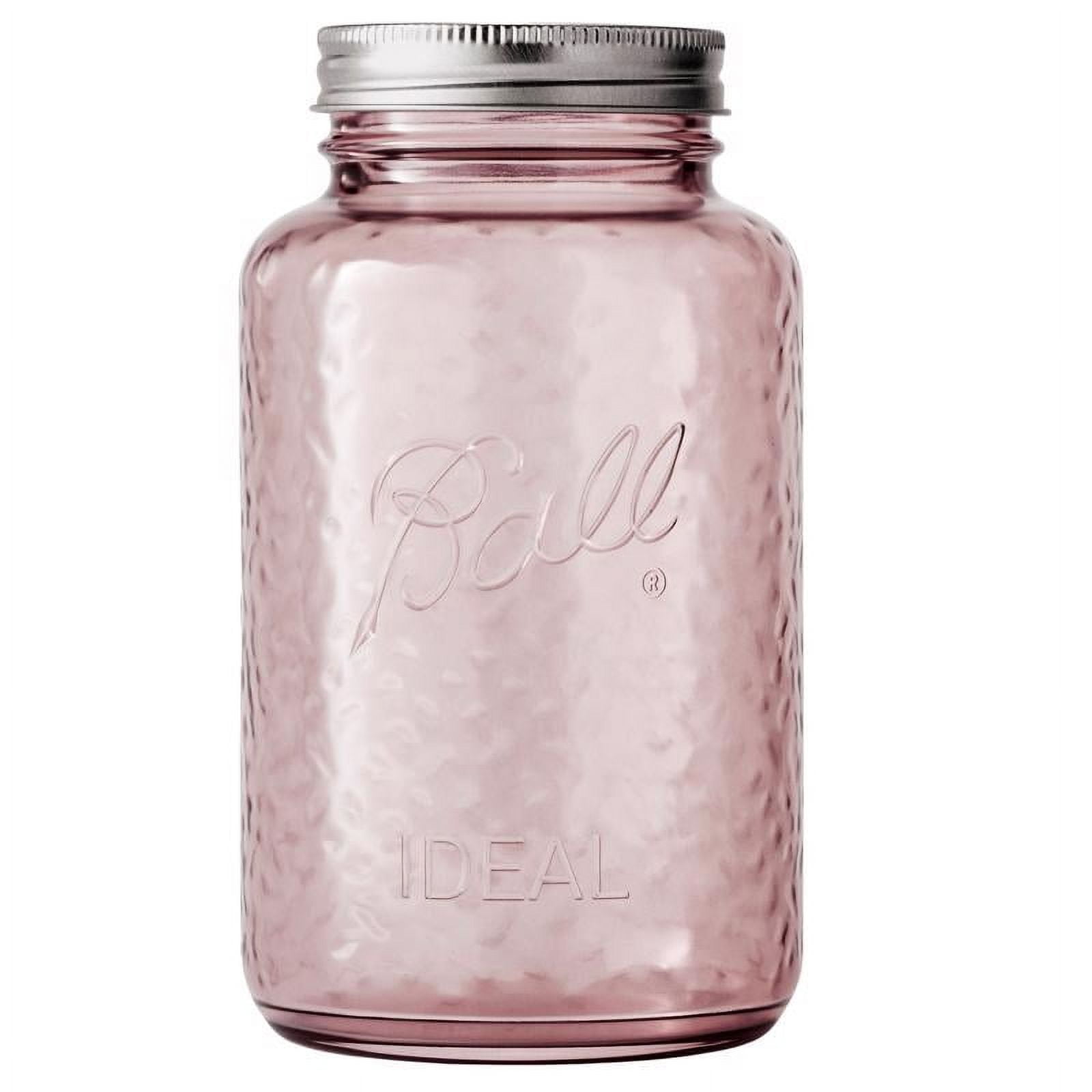 Vintage Rose Pink 32oz Glass Canning Jar Set, Dishwasher Safe