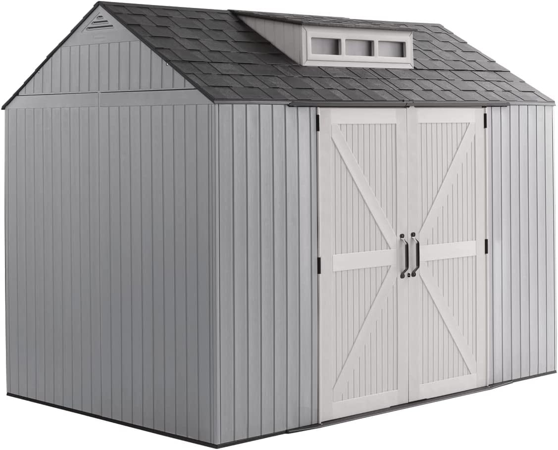 Rubbermaid Resin Garden Storage Shed, 10.5 X 7ft, Gray, Big Backyard 