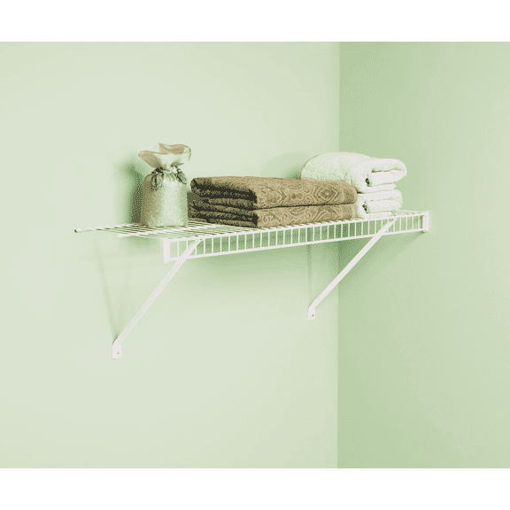 Rubbermaid Linen Closet Shelf with Hardware - Pack of 4 Home & Garage Storage, Stackable Design