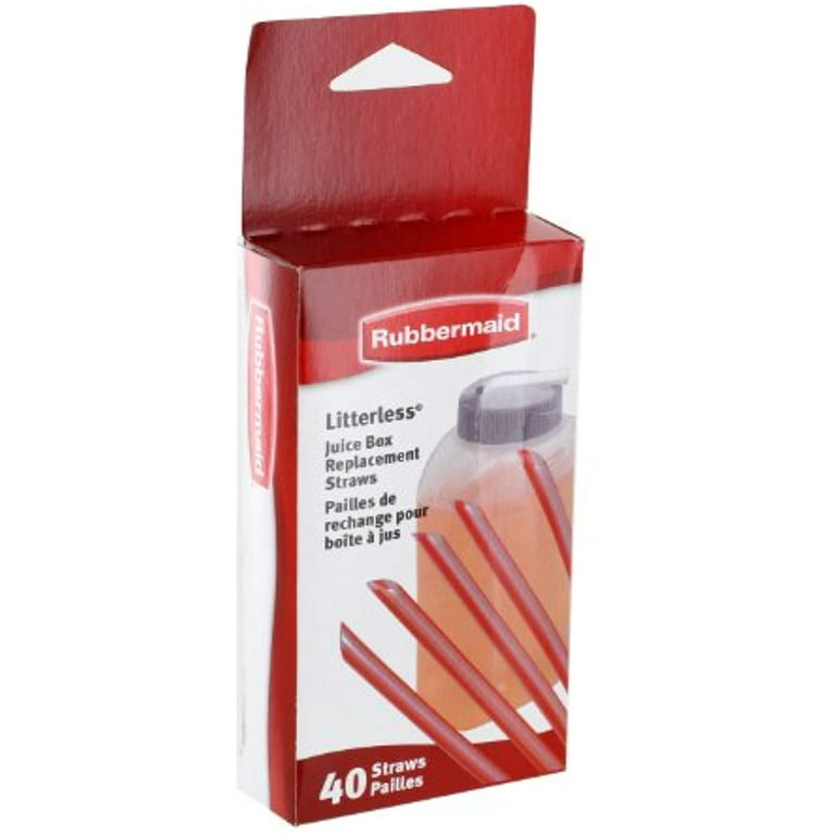 Rubbermaid Litterless Juice Box Replacement Straws, Box of 40 Red Straws 
