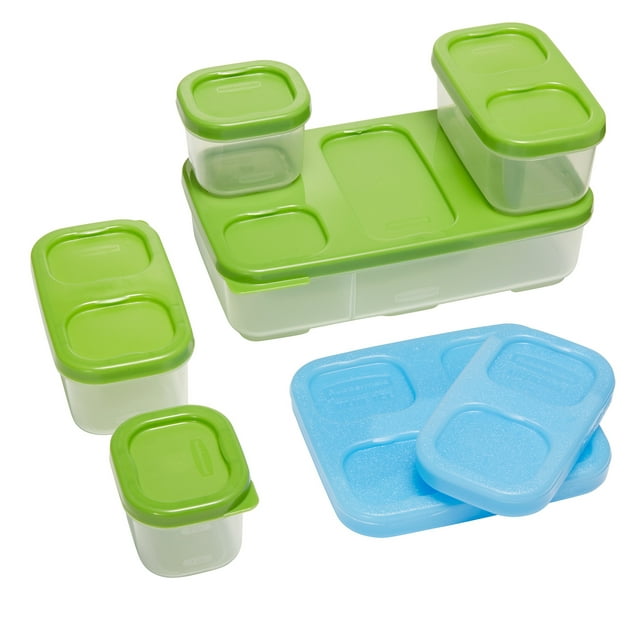 Rubbermaid LunchBlox 7-Piece Modular Entree Food Containers with Blue Ice Snap-Ins