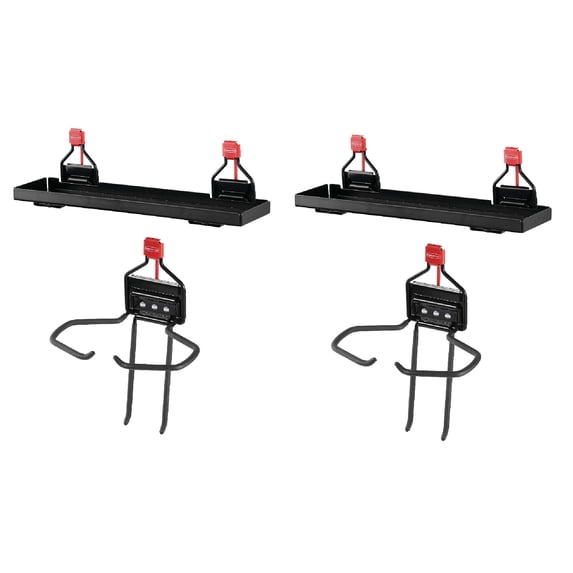 Rubbermaid Metal Shed Shelf & Shed Large Mounted Power Tool Holder (2 of Each)
