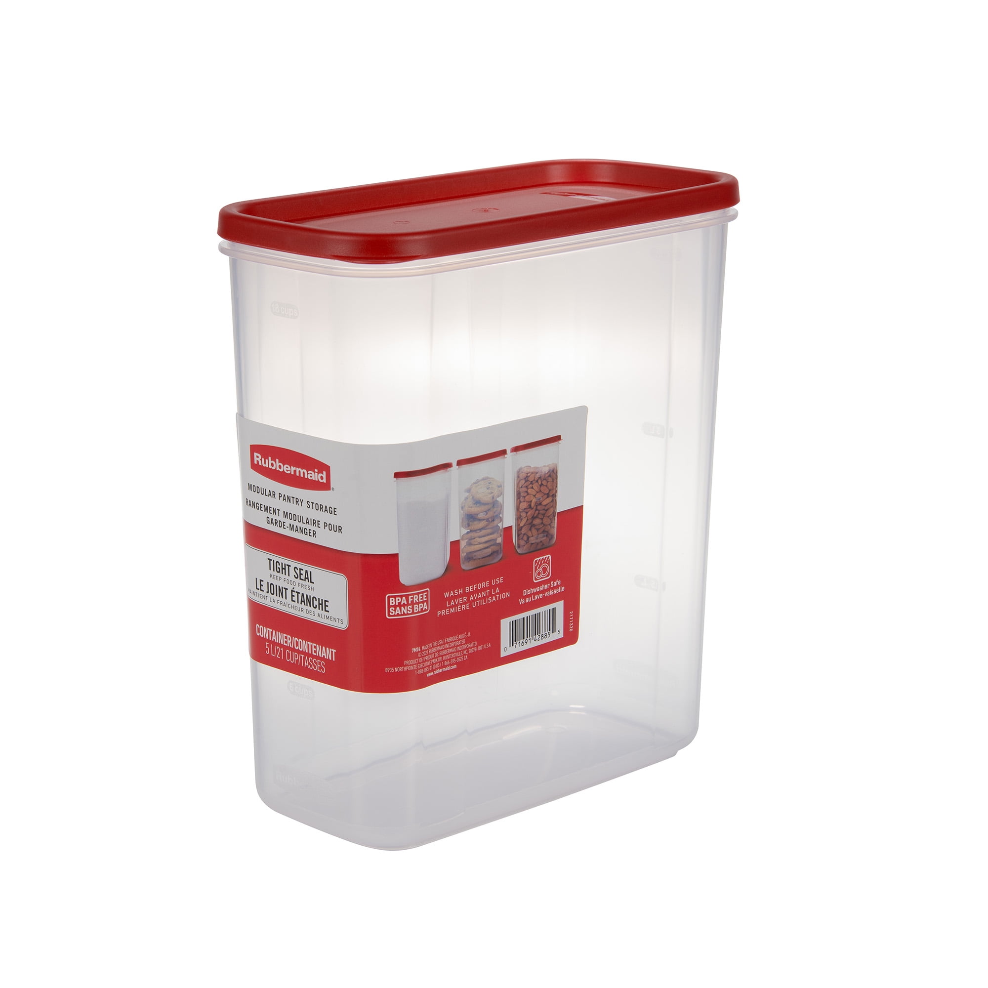 Rubbermaid Modular Canister Food Storage Container with Lid, 21 Cup, Red