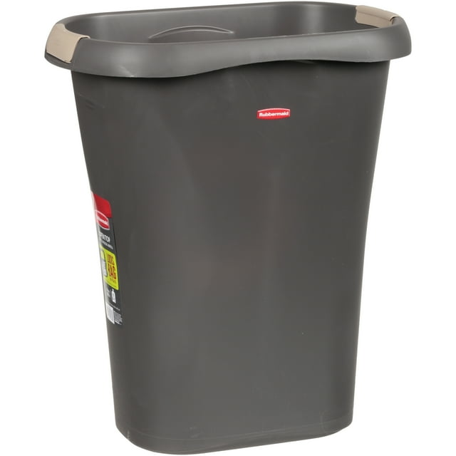 Orgill Open Top Wastebasket With Liner Lock, Plastic, 8 gallon, Gray