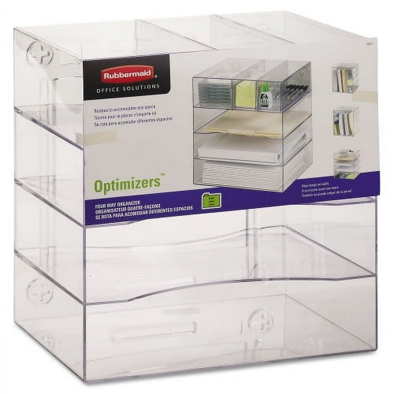 Optimizers Four-Way Organizer with Drawers, 6 Compartments, 2 Drawers, Plastic, 10 x 13.25 x 13.25, Clear Optimizers Four-Way Organizer with Drawers, 6 Compartments, 2 Drawers, Plastic, 10 x 13.25 x 13.25, Clear