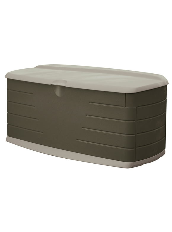 Rubbermaid Outdoor Large Deck Box with Seat, Green, 90 Gallon