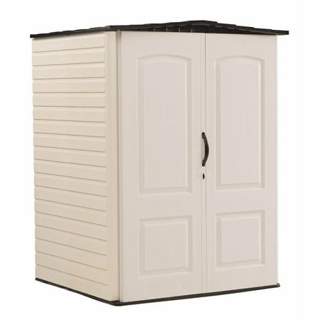 Rubbermaid Outdoor Medium Vertical Storage Shed, Resin, Beige, 72" H x 53.2" W x 57" L