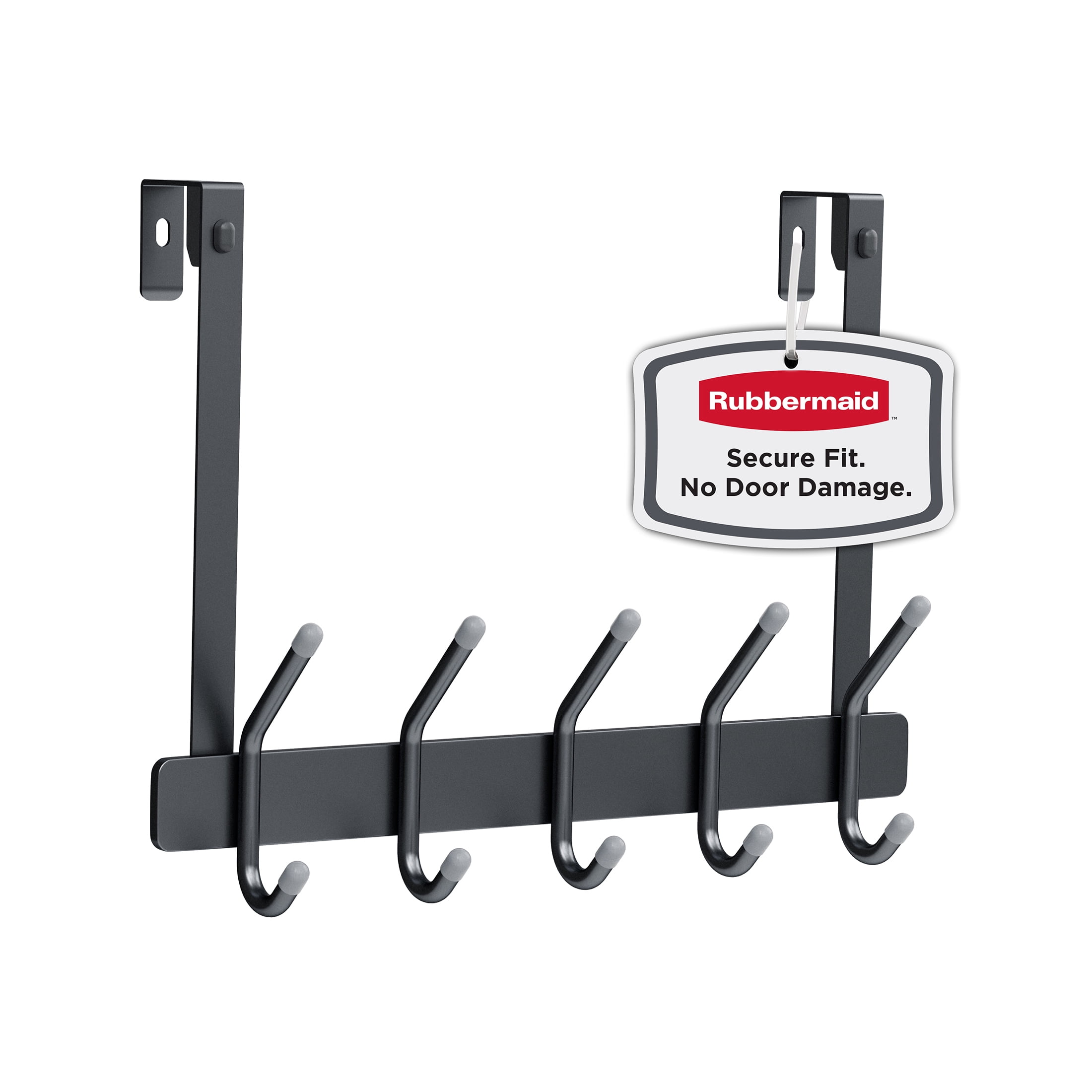 Rubbermaid 5 Double-Hook Over-the-Door Hook Rack, Gray