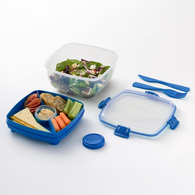 Rubbermaid Pack & Go 1.1 L Salad Container with Divided Insert Tray and ...