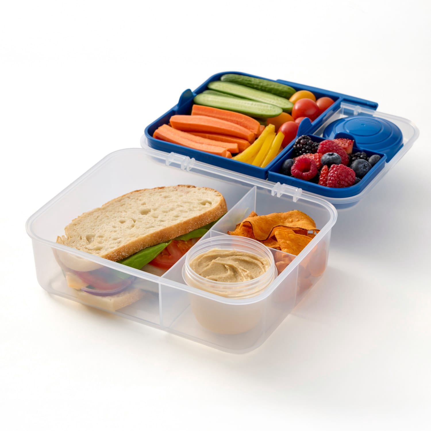 Rubbermaid Pack & Go 6.86cups/ 1.74quart Bento Box with Yogurt Pot, Meal Prep Container with Compartments and Dividers