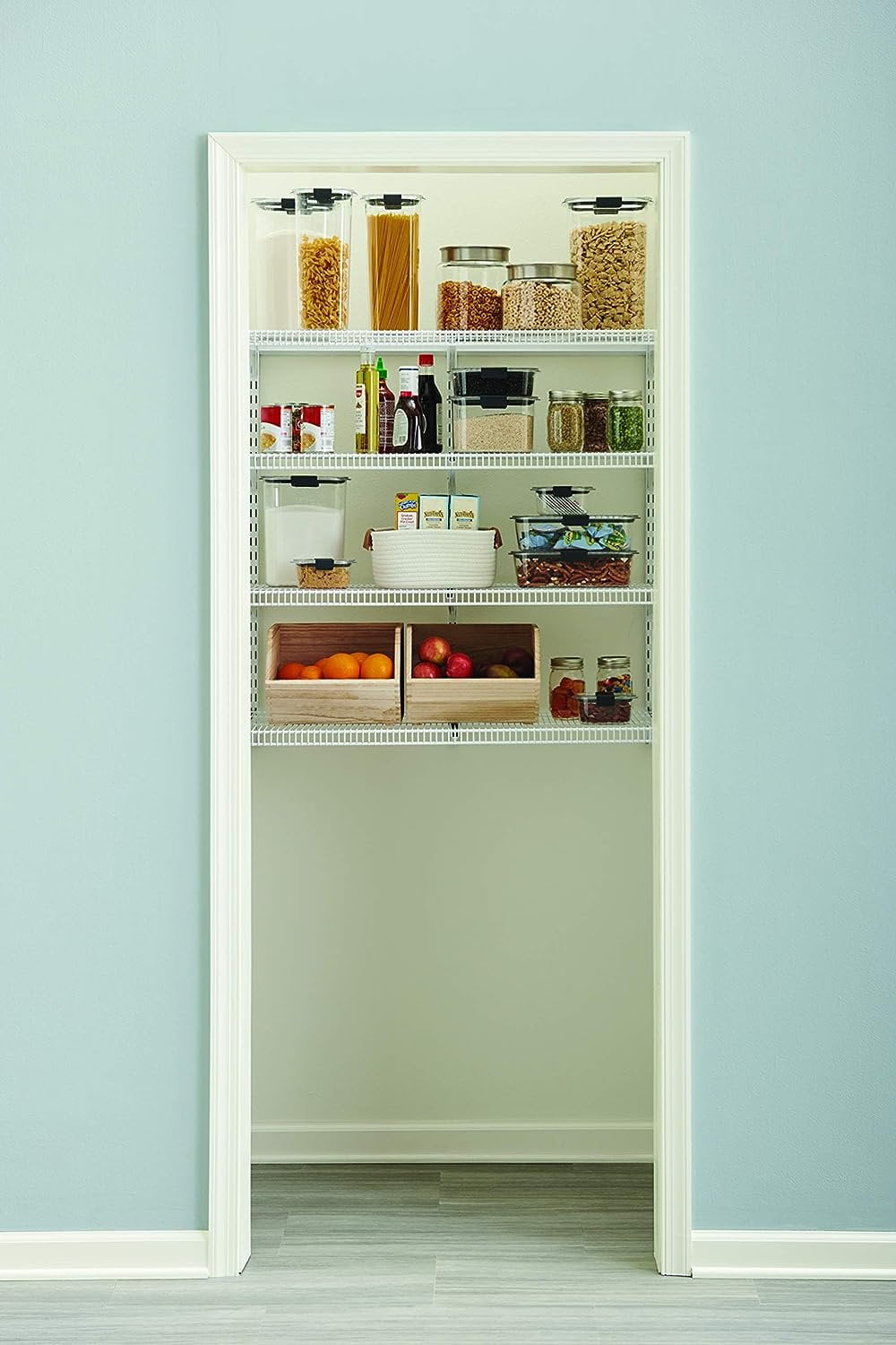 Rubbermaid Pantry 36 inch Closet Storage Organization System Kit, White