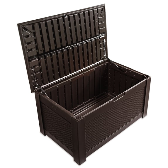 Rubbermaid Patio Chic Deck Box Storage Bench, Dark Teak