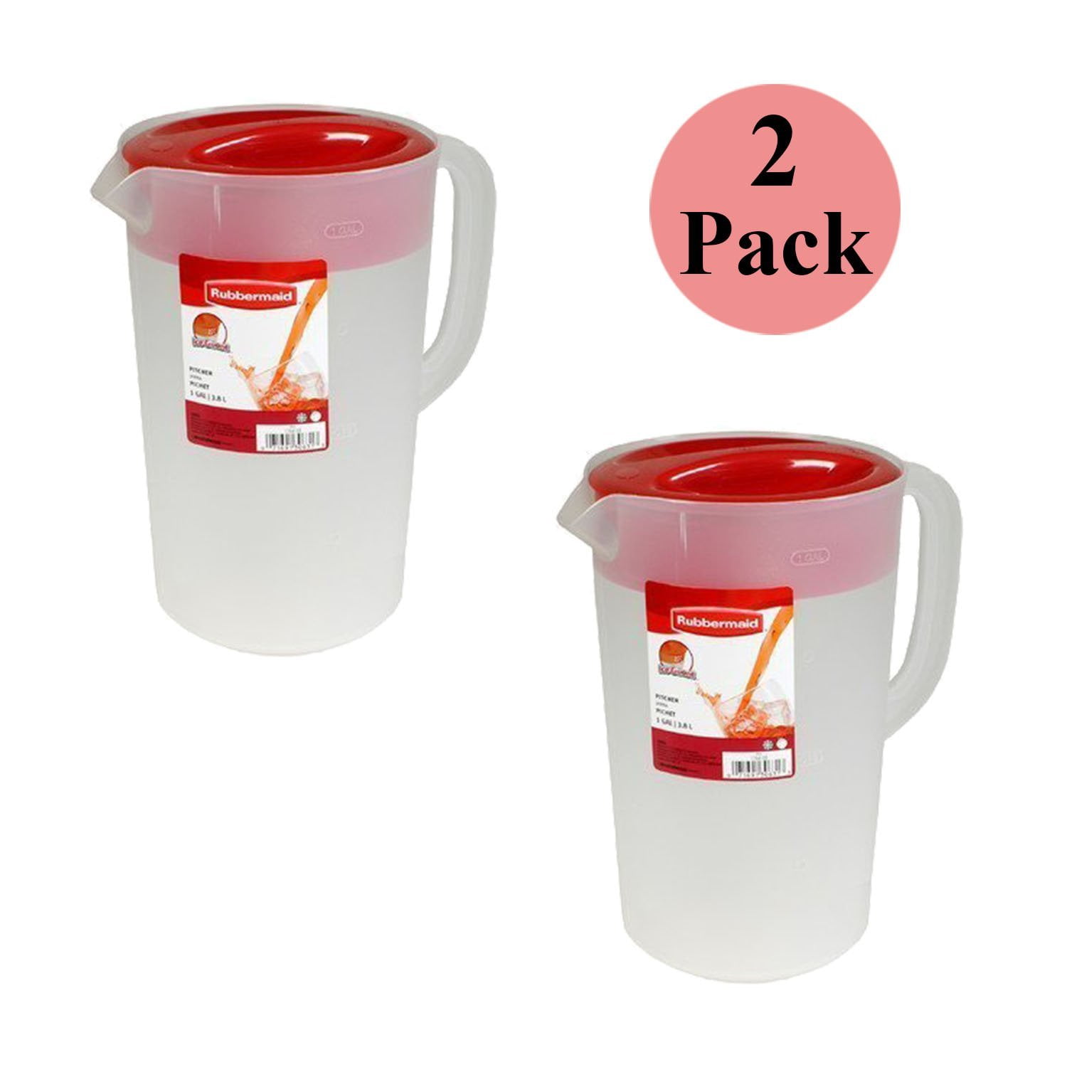 2 Qt. Clear Pitcher, Red Top - Rubbermaid - Lodging Kit Company