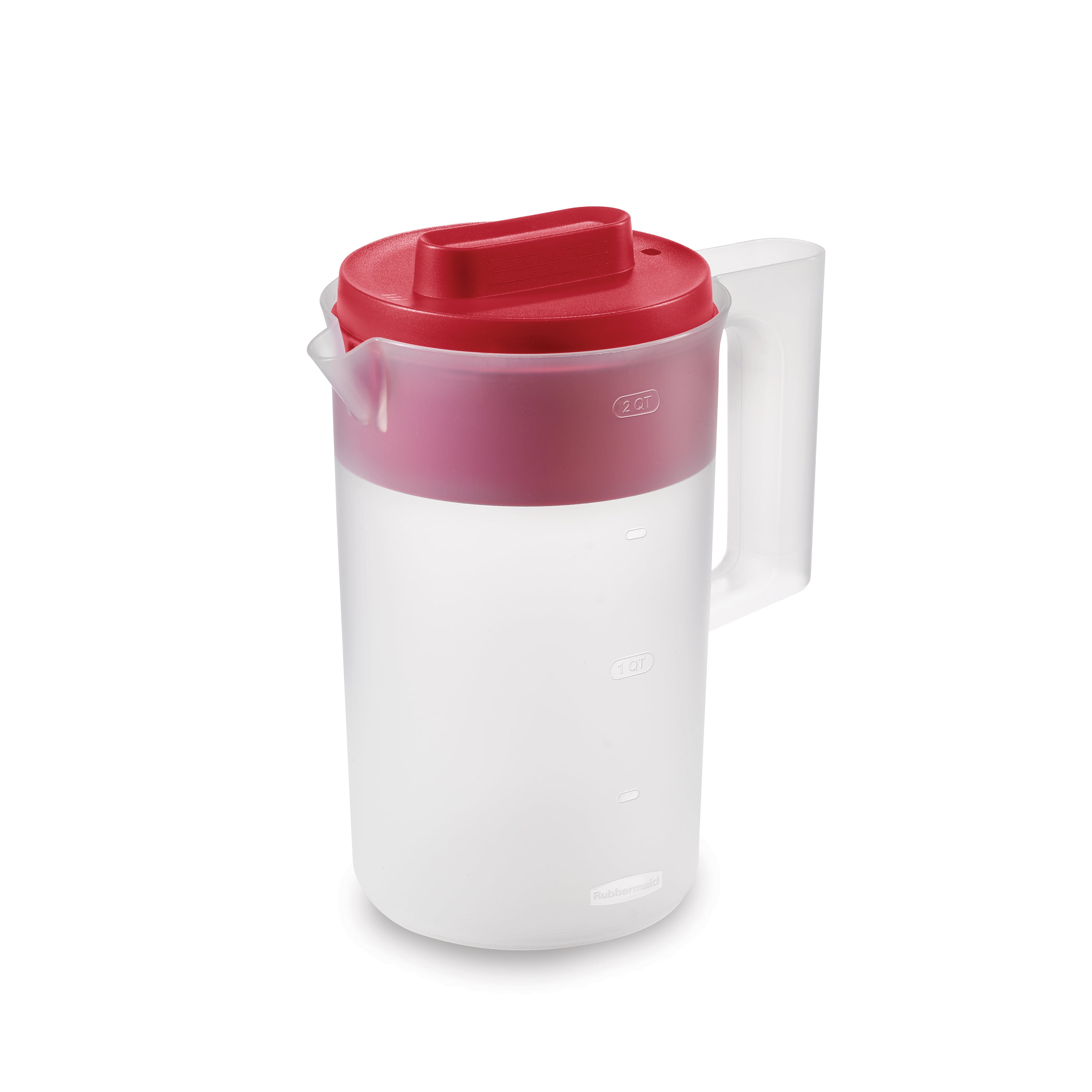 Rubbermaid Plastic Pitcher, Clear/Red, 2 Quart