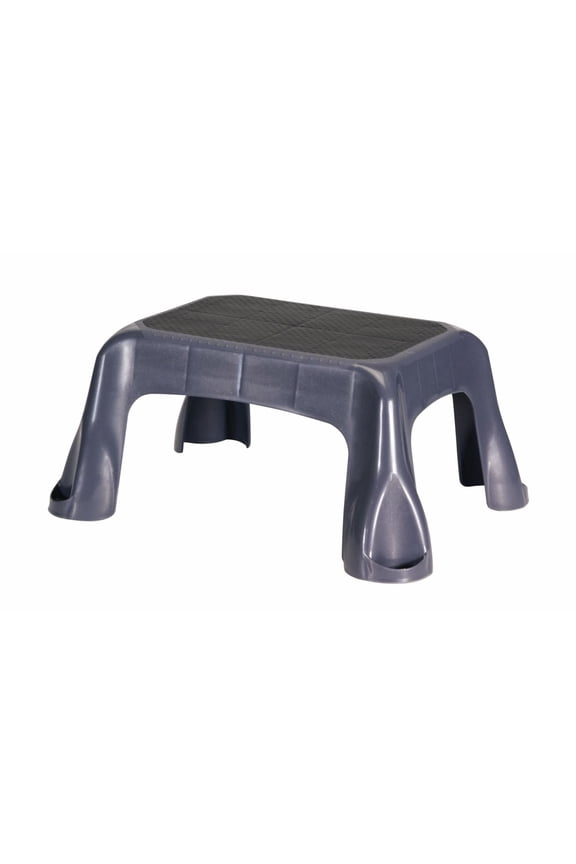 Plastic Step Stool, In-Mold Tread, 1-Step, Gray