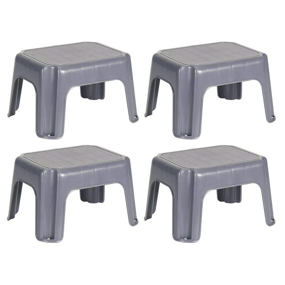 Rubbermaid Plastic Step Stool w/ 250-LB Weight Capacity, Gray (4 Pack)