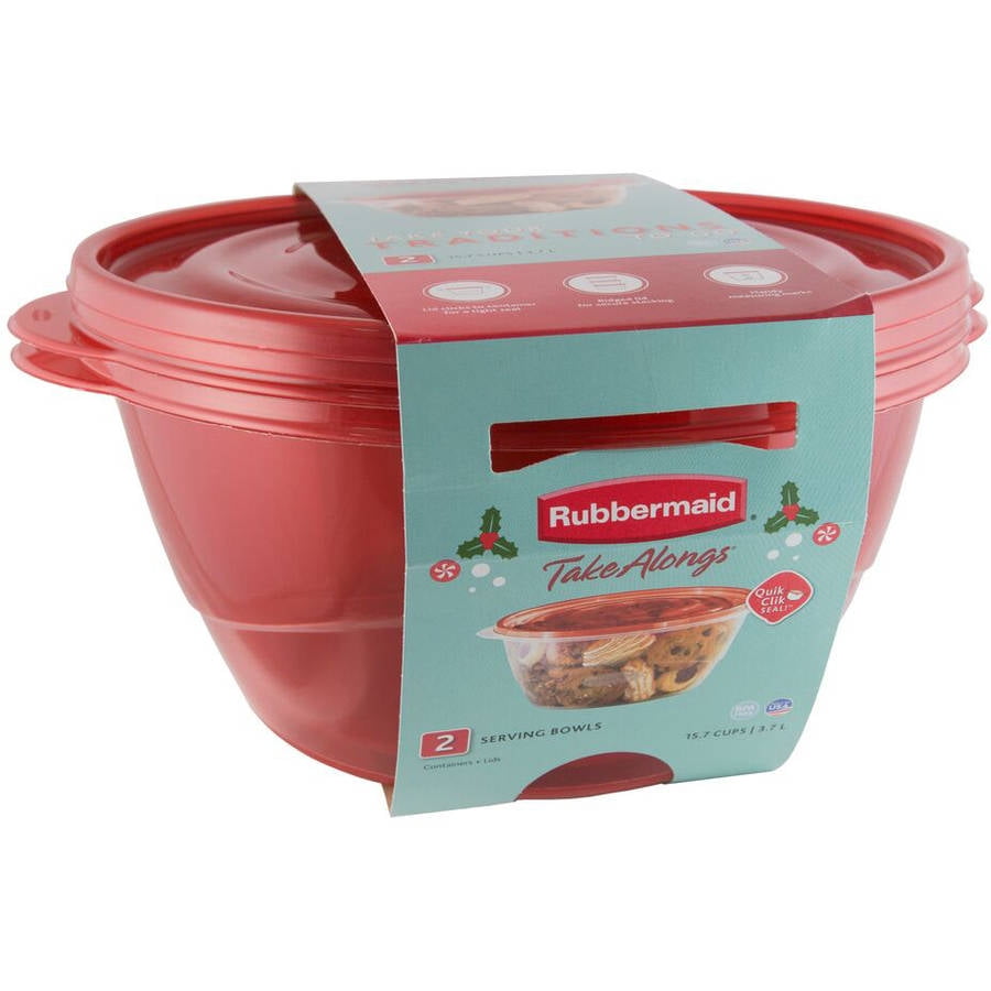 Rubbermaid Plastic Takealong Rect Serv Red 2pk