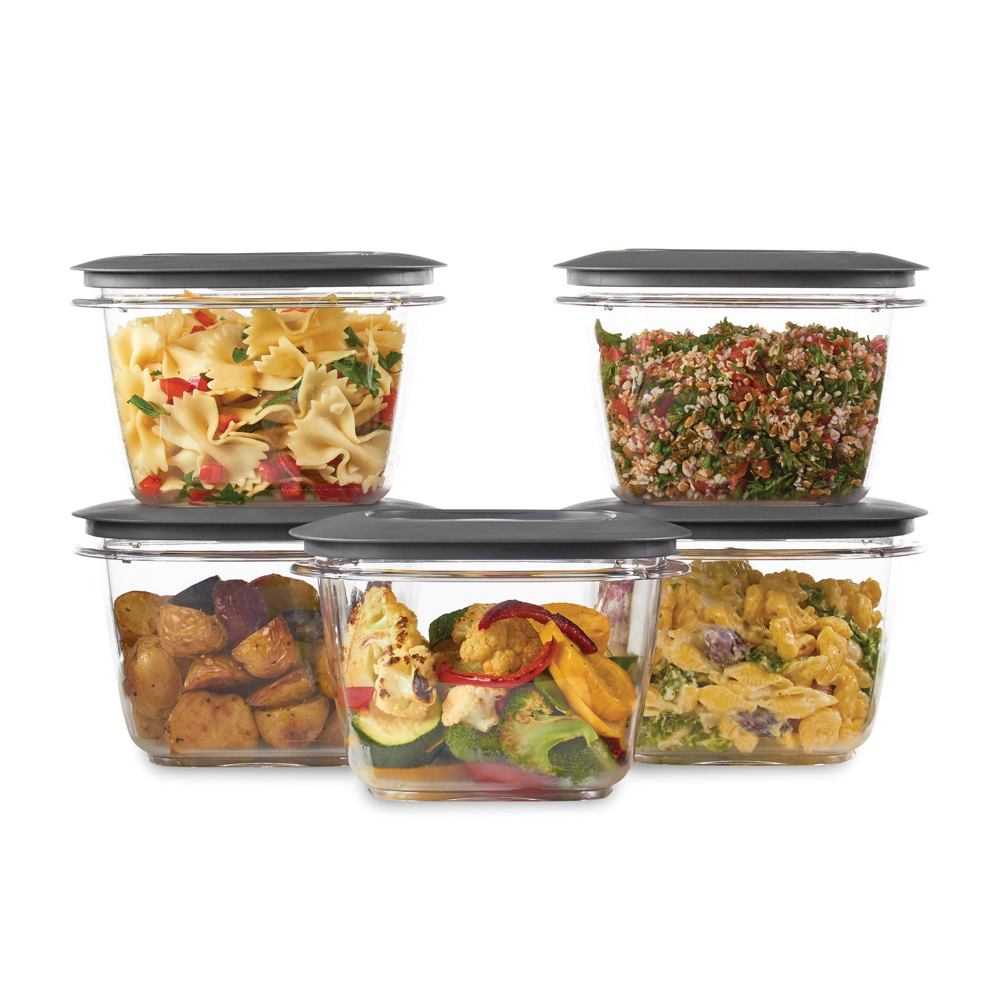 Utensilux Rubbermaid Premier, 3 Cup 5 Cup and 7 Cup Premier Flex & Seal Food Storage Set, 3 Triton Containers, 3 Grey Flex and Seal Lids, 6 Piece