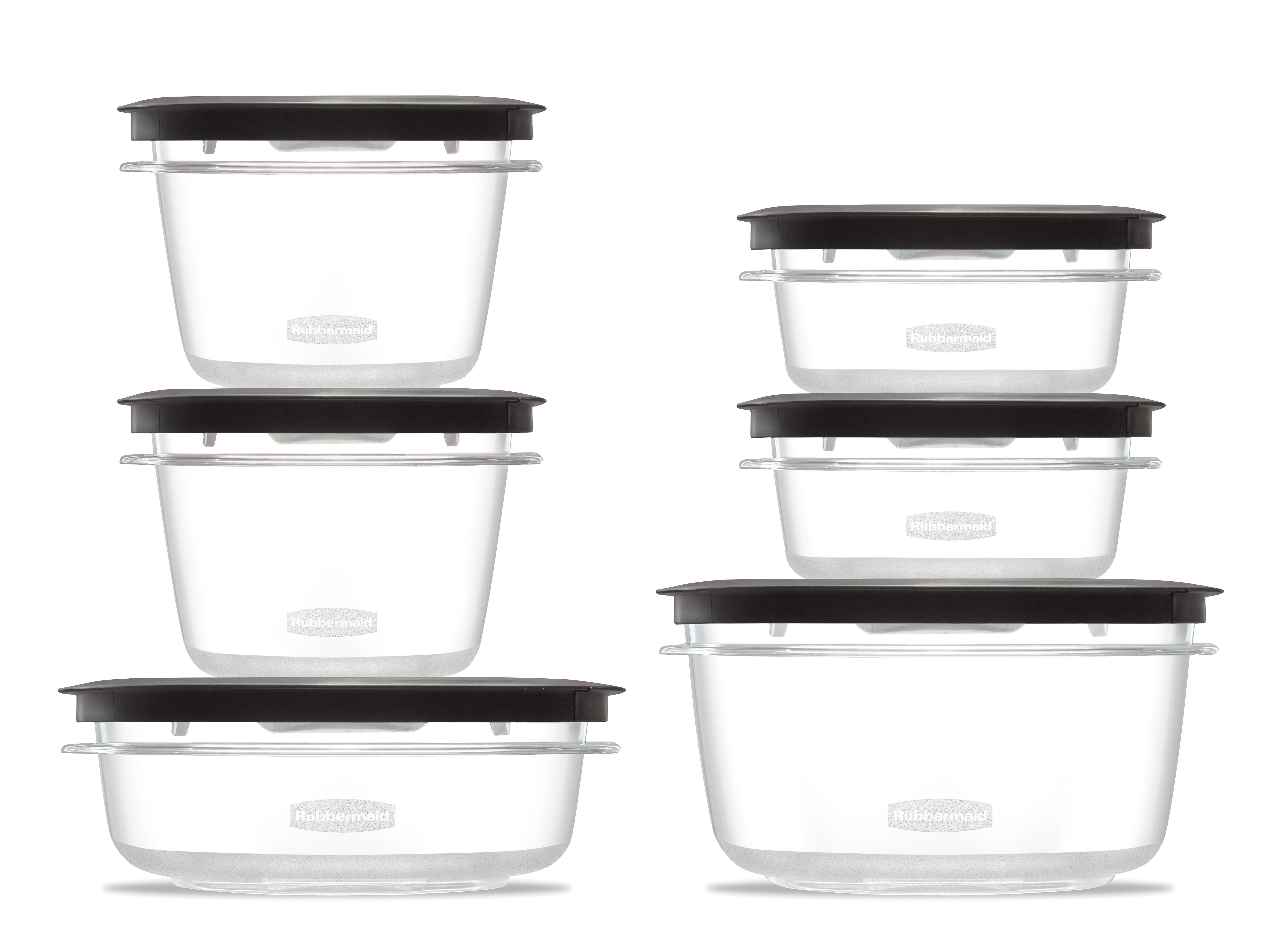 Rubbermaid Premier Easy Find Lids Meal Prep and Food Storage Containers,  Set of 6 (12 Pieces Total), Grey |BPA-Free & Stain Resistant