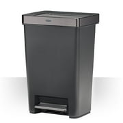 Rubbermaid Premier Series III, Step-on Trash Can with Stainless Steel Rim for Kitchen/Garage/Office, 12.4 Gallon - Charcoal