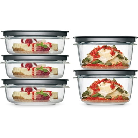 Rubbermaid Premier Tritan Variety Set of 5 Food Storage Containers, Clear Meal Prep