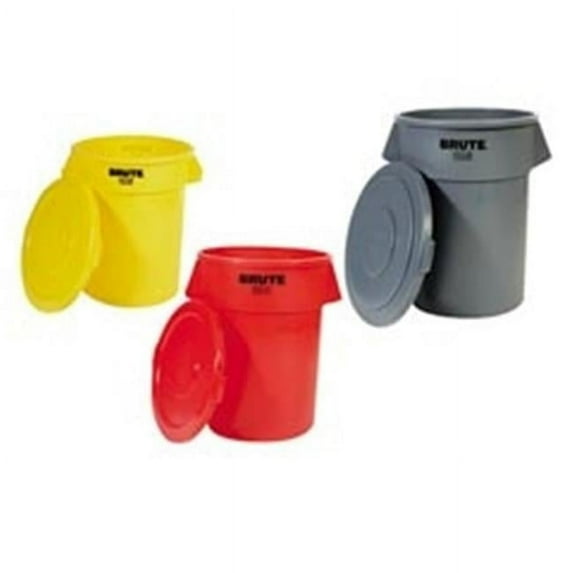 Rubbermaid Brute 32 Gallon Round Container and Lid- Red