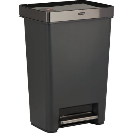 Rubbermaid RCP2120983 12.4 gal Premier Series III Step-On Waste Container Trash Can, Black
