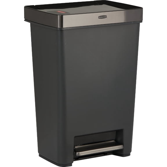 Rubbermaid RCP2120983 12.4 gal Premier Series III Step-On Waste Container Trash Can, Black