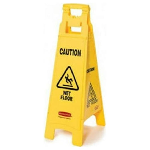 Rubbermaid RCP611400YEL Floor Caution Sign - Fluorescent Yellow - Pack of 6