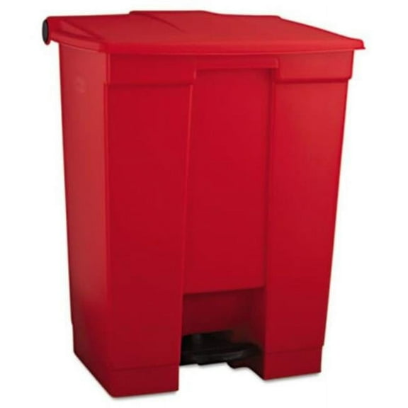 Rubbermaid RCP614500RED 18 gal Plastic Rectangular Indoor Utility Step-On Waste Container, Red
