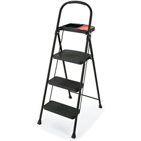 Rubbermaid RMS-3T 3-Step Steel Step Stool w/Project Tray, 225 lb Cap.