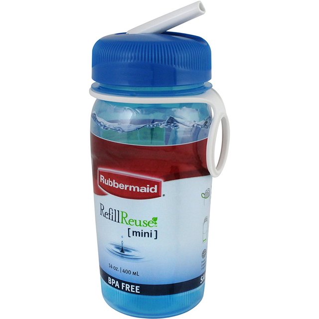 Rubbermaid Refill Reuse Mii Bottle 14 Ounce Blue Dishwasher Safe (Pack