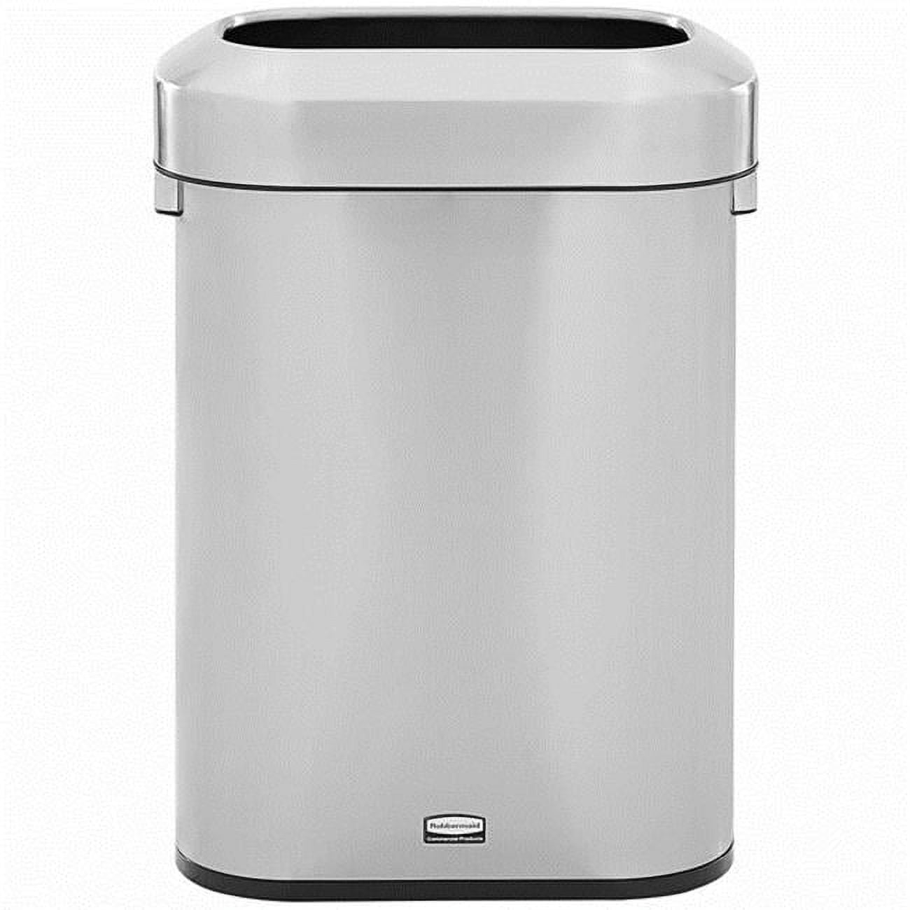 Rubbermaid Refine Stainless Steel Indoor Trash Can with Open Lid 15 Gallon Silver (2147581