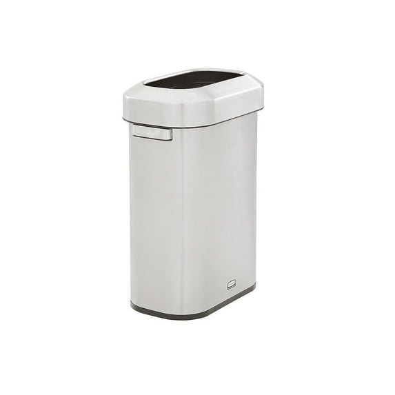 Rubbermaid Refine Stainless Steel Indoor Trash Can with Open Lid 15 Gallon Silver (2147581)