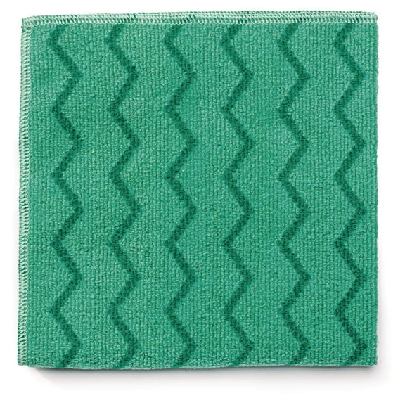 Rubbermaid Commercial Reusable Cleaning Cloths Microfiber 16 x 16 Green 12/Carton Q620
