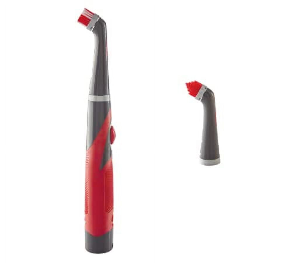 Gray and Red Cordless Electric Power Scrubber with Grip Handle