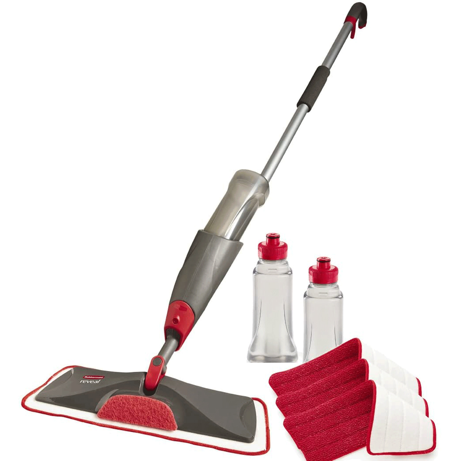  Rubbermaid Reveal Spray Mop Replacement Head, Red, Reusable Wet  Mop Microfiber Pad for Floor Cleaning in Kitchen/Bathroom/Hallway/School :  Health & Household