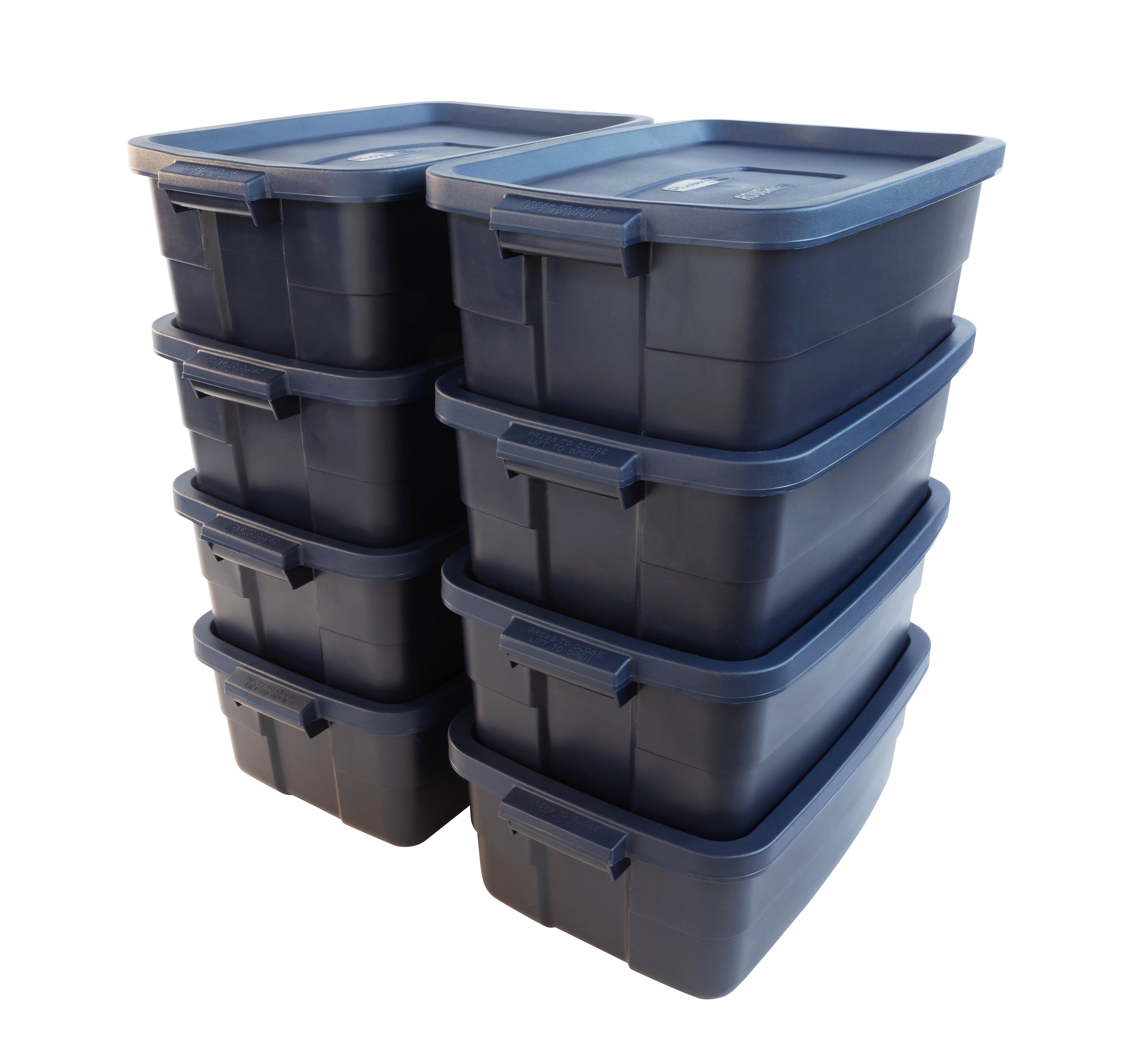 Rubbermaid Roughneck Tote 14-Gal. Storage Tote Container in Heritage Blue  (6-Pack) RMRT140015-6pack - The Home Depot