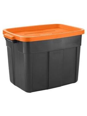 Rubbermaid Roughneck 18 Gal, 6 Pack, Halloween Storage Tote, Black and Orange