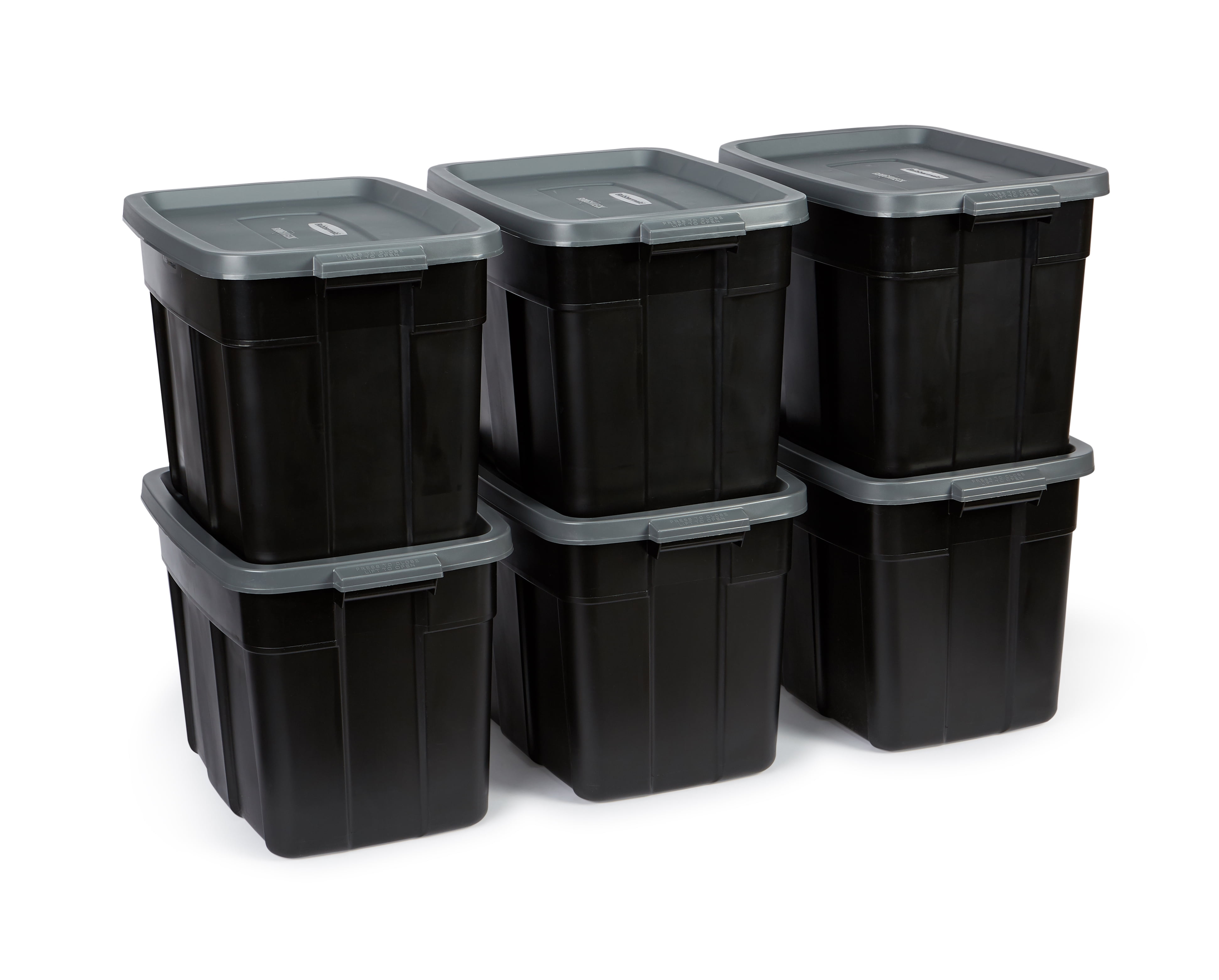 Rubbermaid Roughneck Tote 18 Gallon Storage Container, Heritage Blue (6 Pack)