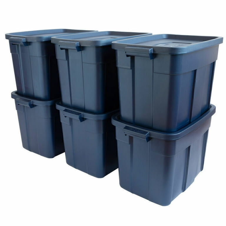 Rubbermaid Roughneck 18 Gallon Plastic Storage Totes, Dark