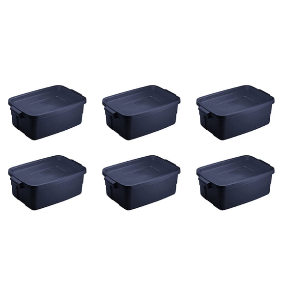 Rubbermaid 3 Gallon Stackable Storage Container, Dark Indigo (6 Pack)